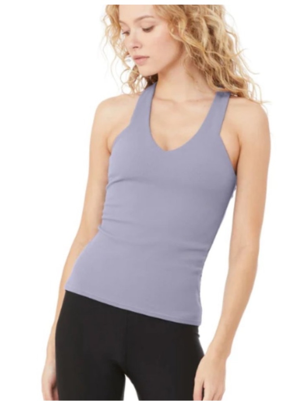 Alo Yoga Elevate Rib Tank in Blue Moon Medium